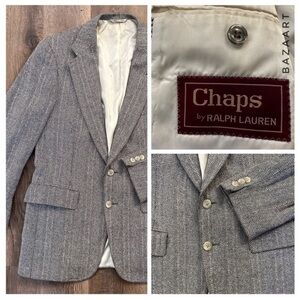 Chaps Ralph Lauren Sz 43R Gray Herringbone￼ Sport Coat‎ Blazer Jacket Vintage ￼